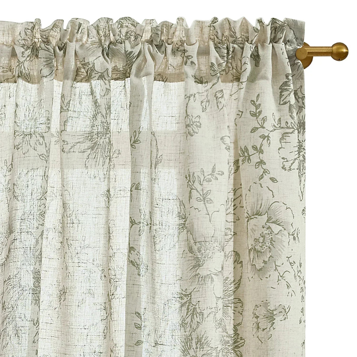 Window Curtain, Black Floral Swag Linen Kitchen Curtains (2 for Bedrooms, Living Rooms and Home Privacy, 3 Sizes and 3 Colors image 12