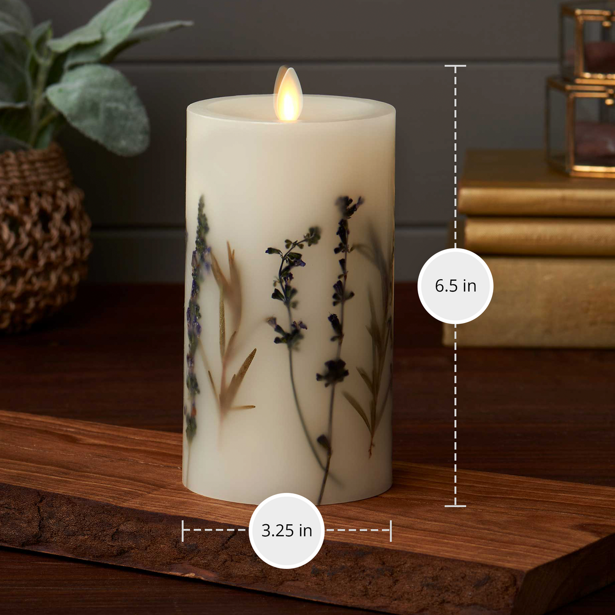 Decorative Candle, Flameless Embedded Lavender & Rosemary Pillar for Living Rooms, Bedrooms and Relaxing Evenings, 2 Size Options image 12