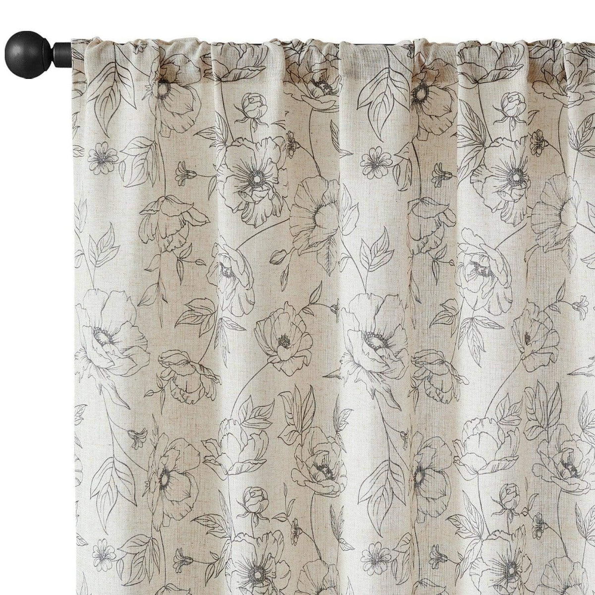 Window Curtain, Floral Linen Curtains (2 Panels), Lightweight Design for Windows, Room Styling and Everyday Privacy, 3 Sizes and 5 Colors image 12