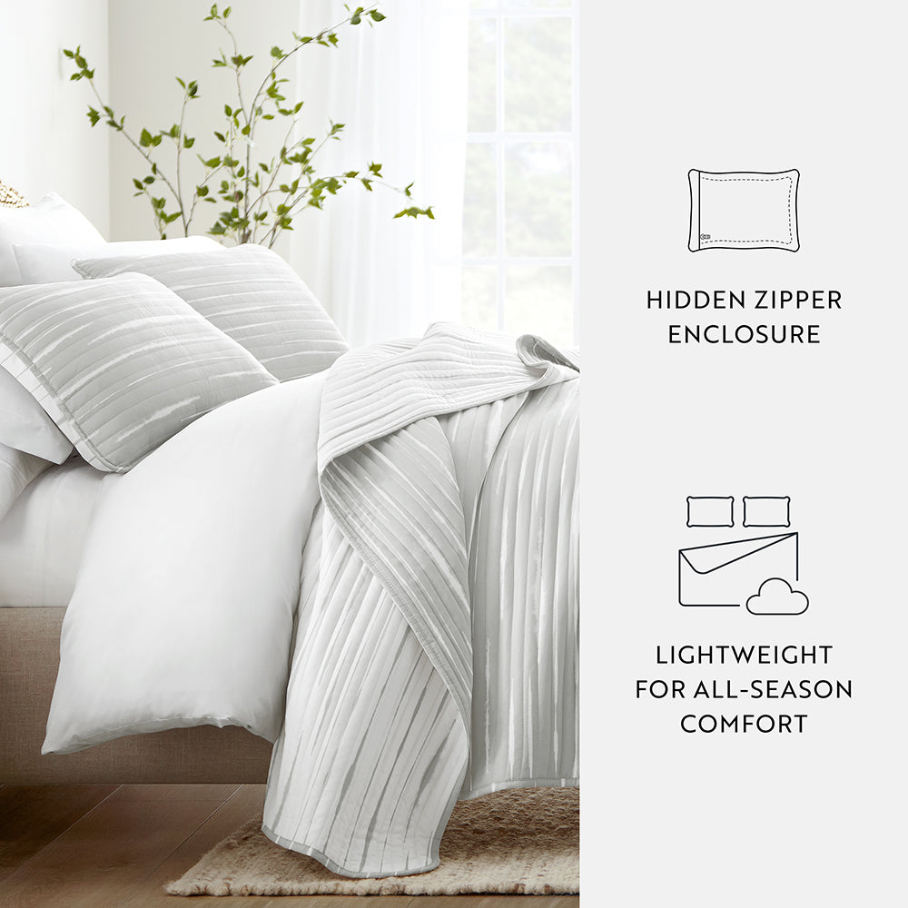 Quilted Coverlet Set, Horizon Lines Reversible for Guest Bedrooms, Layered Beds and Everyday Bedding, 3 Sizes and 2 Colors image 12