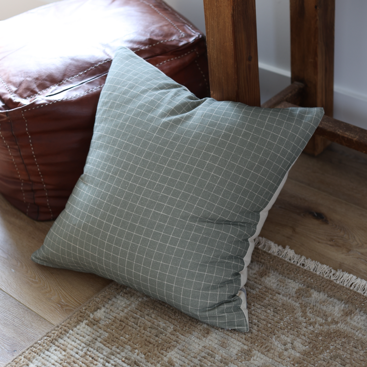 Decorative Pillow Cover Set, Wells Grid in Moss 18" 20" 22" 24" 26", Machine-Washable Care for Sofas, Beds and Living Room Accents image 12