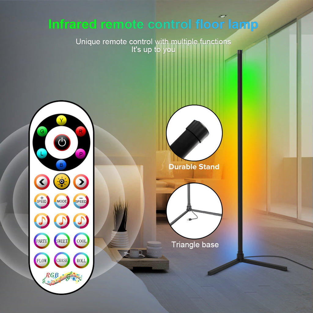 Home Lighting, Modern RGB Corner Floor Lamp GT050 for Desks, Side Tables and Warm Room Lighting, 2 style Options image 12