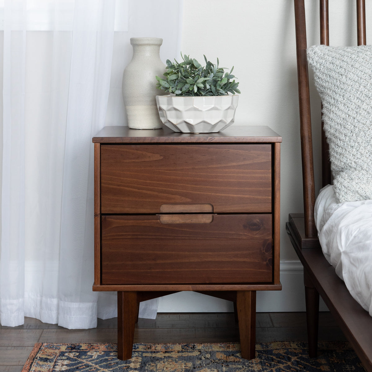 Nightstand, Sloane Mid Century Modern Solid Wood, Lightweight Design for Bedside Storage, Bedroom Organization and Guest Rooms image 12