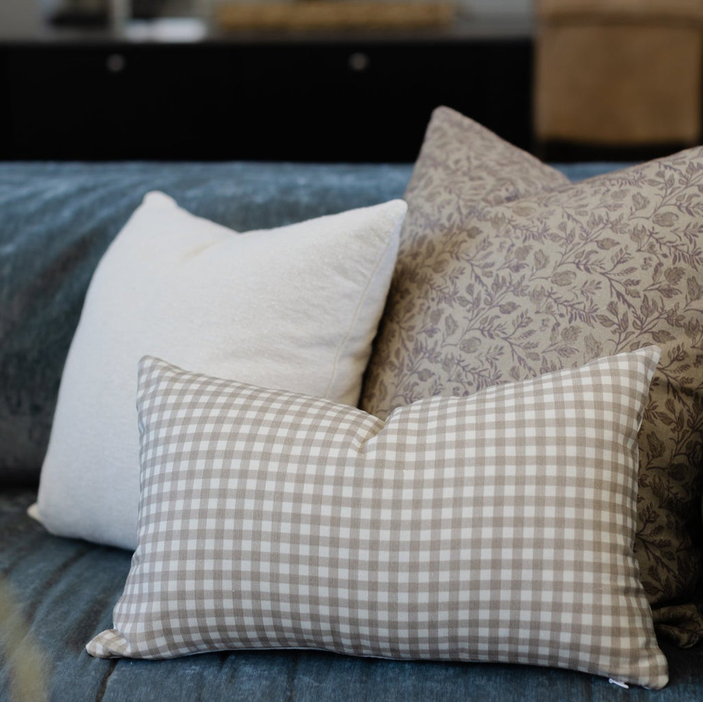 Decorative Pillow Cover Set, Tan Gingham Lumbar 12x20" 12x40", Lightweight Design for Bedroom Styling and Living Room Decor, 2 Size Options image 12