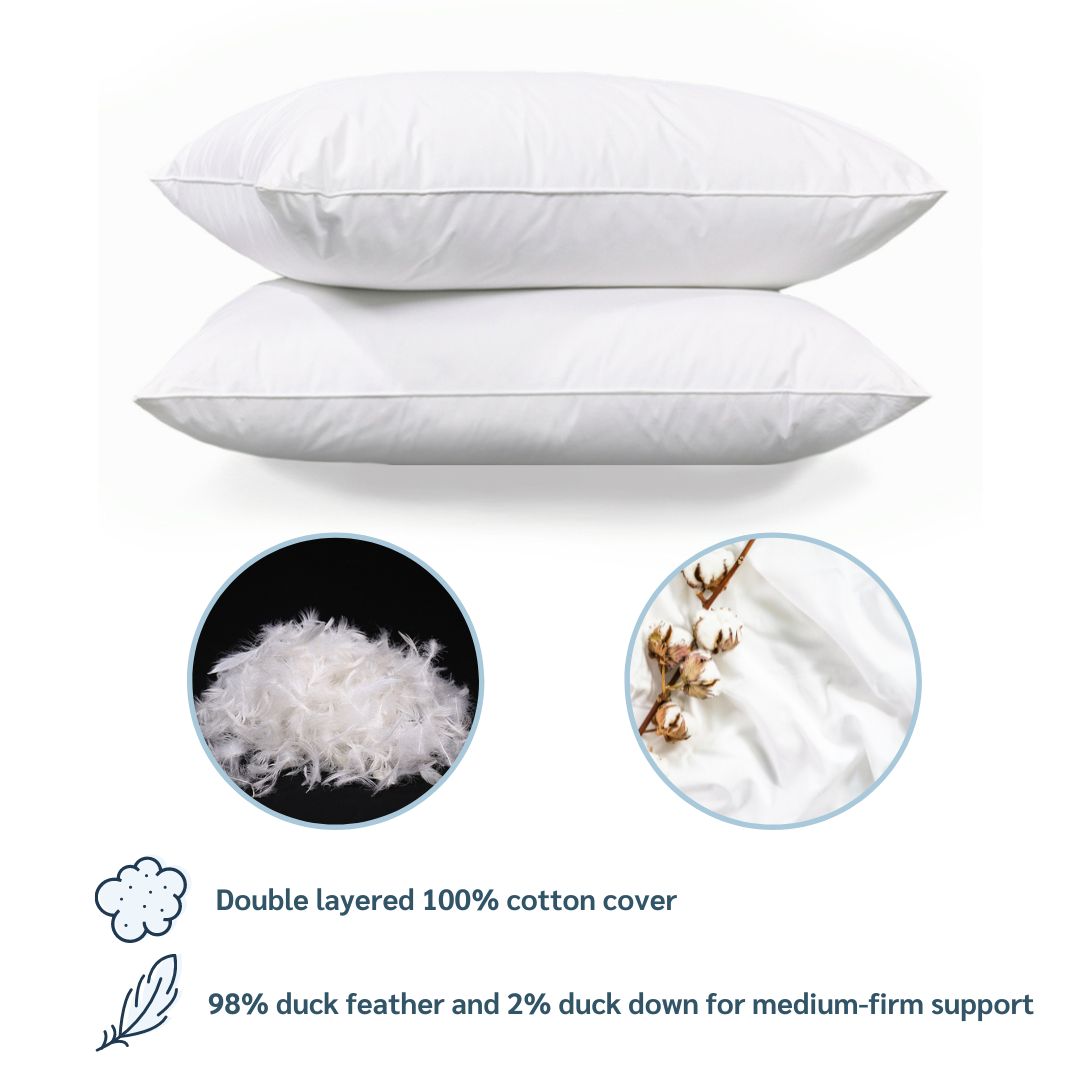 Bed Pillow, Hotel Feather and Down Set (Includes 2 ) for Everyday Sleep and Guest Room Bedding, 3 Size Options image 12
