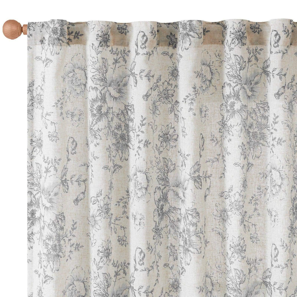 Window Curtain, Peony Print Linen Blend 3 in 1 Curtains (2, Machine-Washable Care for Bedrooms, Living Rooms and Home Privacy image 12