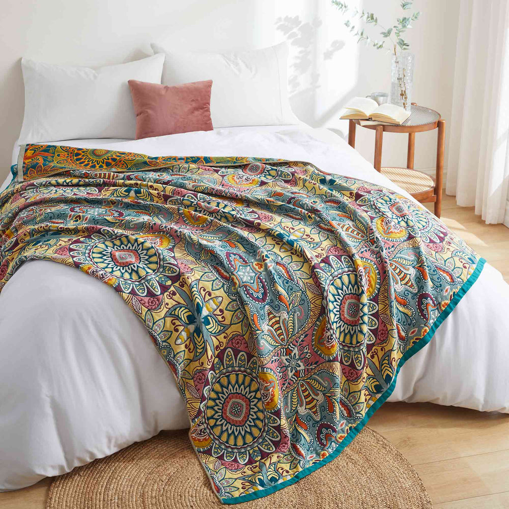 Cozy Throw Blanket, Boho Cotton, Machine-Washable Care for Living Rooms, Bedrooms and Everyday Lounging, 12 Color Options image 12
