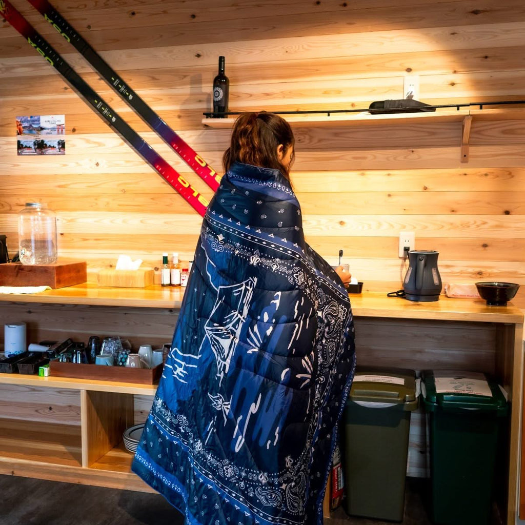 Puffy Blanket, Original Midnight Mesa Bandana, Weather-Resistant Shell for Outdoor Seating, Travel and Camping Comfort image 12