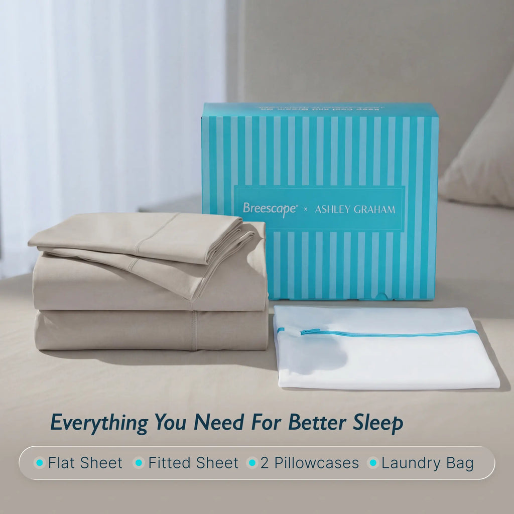 Bed Sheet Set, Ashley Graham x Cooling Sheets, Lightweight Design for Master Bedrooms, Guest Beds and Daily Use, 5 Size Options image 12