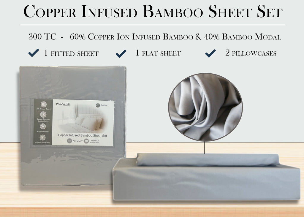 Bed Sheet Set, Copper Infused Bamboo Antimicrobial, Cooling, Lightweight Design for Everyday Bedroom Comfort and Guest Rooms image 12