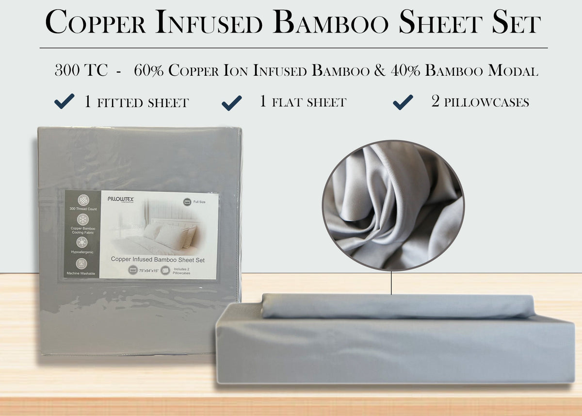 Bed Sheet Set, Copper Infused Bamboo Antimicrobial, Cooling, Lightweight Design for Everyday Bedroom Comfort and Guest Rooms image 12