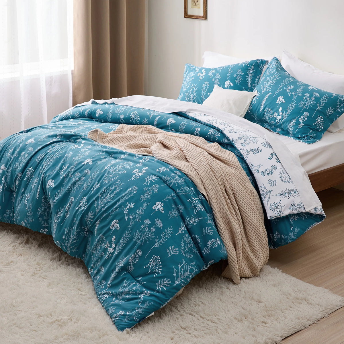 Down & Feather Comforter, Floral Set, Machine-Washable Care for Everyday Bedding and Comfortable Sleep, 7 Sizes and 13 Colors image 12