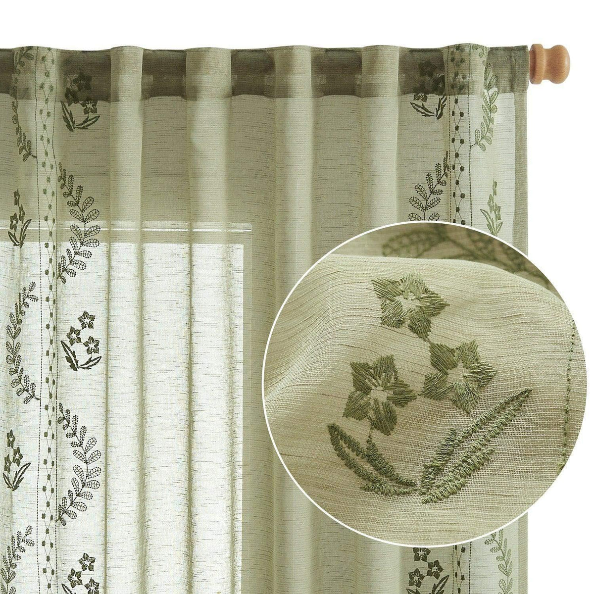 Window Curtain, Embroidered Floral Sheer Curtains (2 Panels) for Windows, Room Styling and Everyday Privacy, 3 Sizes and 3 Colors image 12