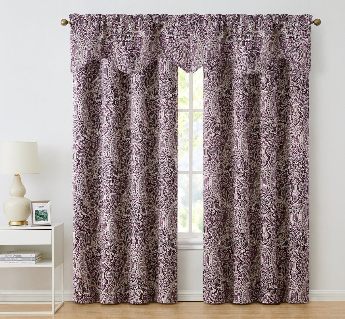 Window Curtain, Paris Paisley Floral Scalloped Valance 50 W x for Bedrooms, Living Rooms and Home Privacy, 7 Color Options image 12