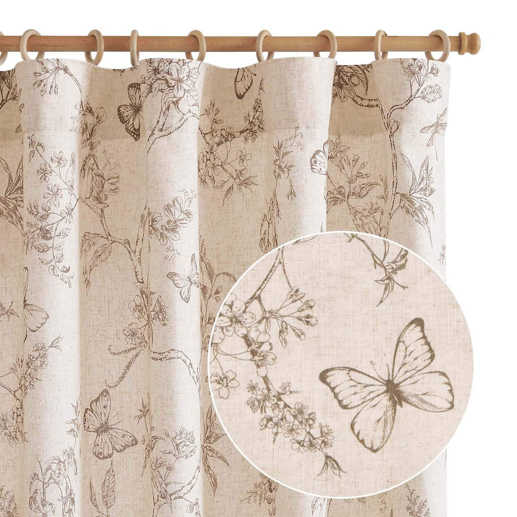 Window Curtain, Floral Butterfly Linen Blend Lined Curtains (2 for Windows, Room Styling and Everyday Privacy, 3 Sizes and 5 Colors image 12