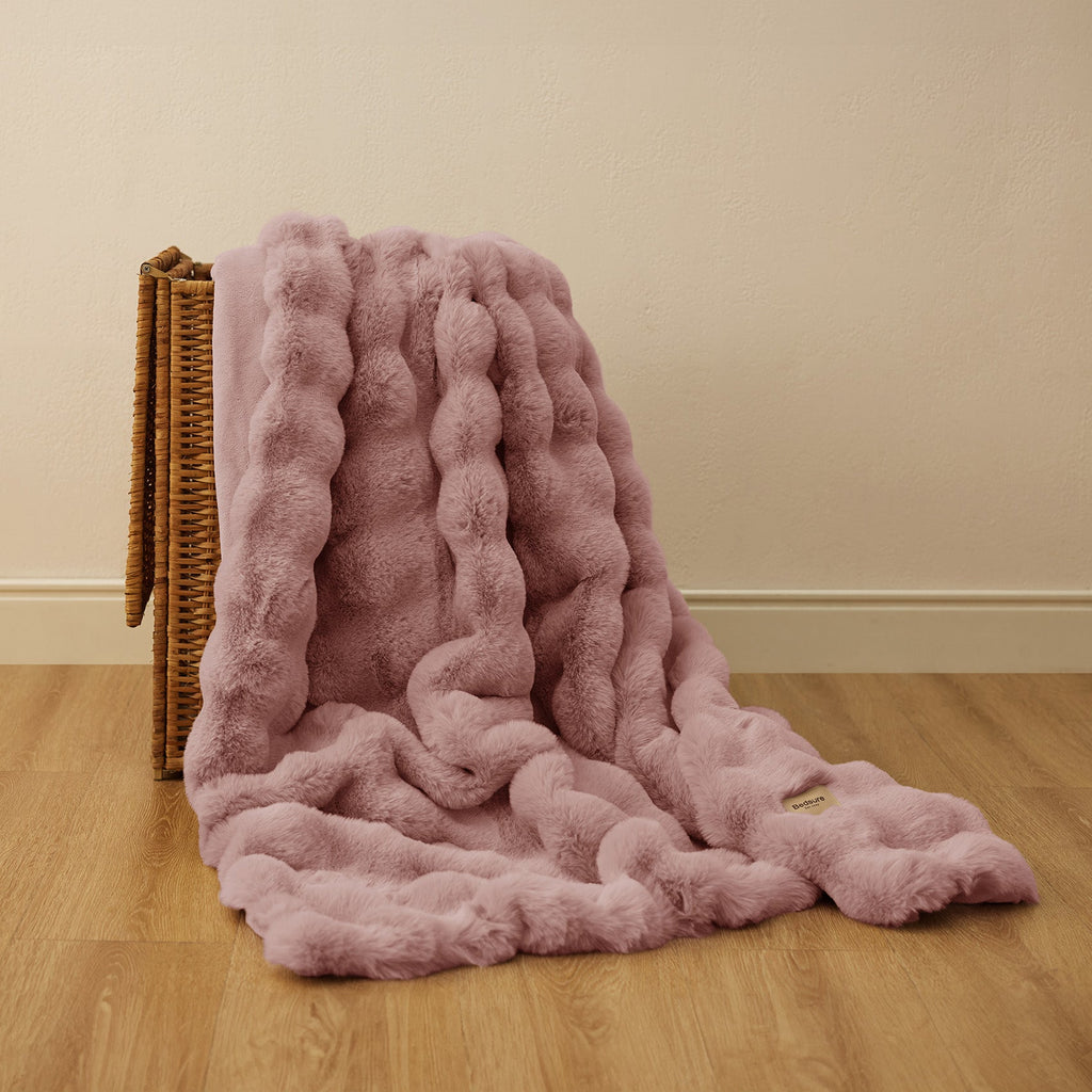 Cozy Throw Blanket, Bubble Faux Fur, Machine-Washable Care for Living Rooms, Bedrooms and Everyday Lounging, 3 Sizes and 11 Colors image 12