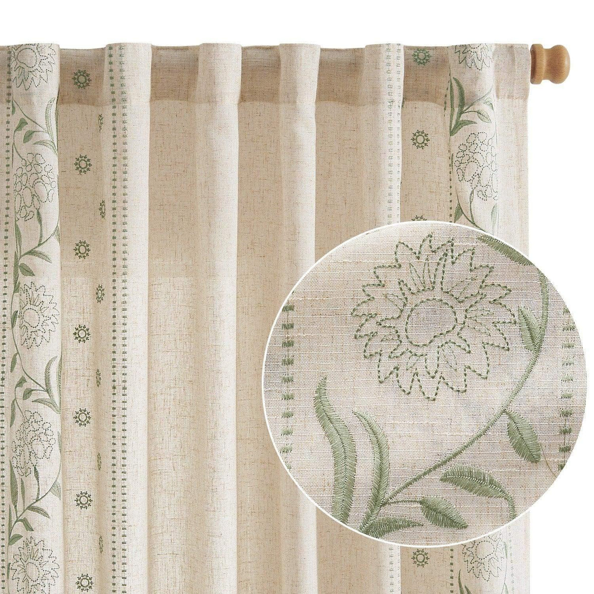Window Curtain, Hydrangea Embroidered Linen Curtains (2 for Bedrooms, Living Rooms and Home Privacy, 6 Sizes and 6 Colors image 12