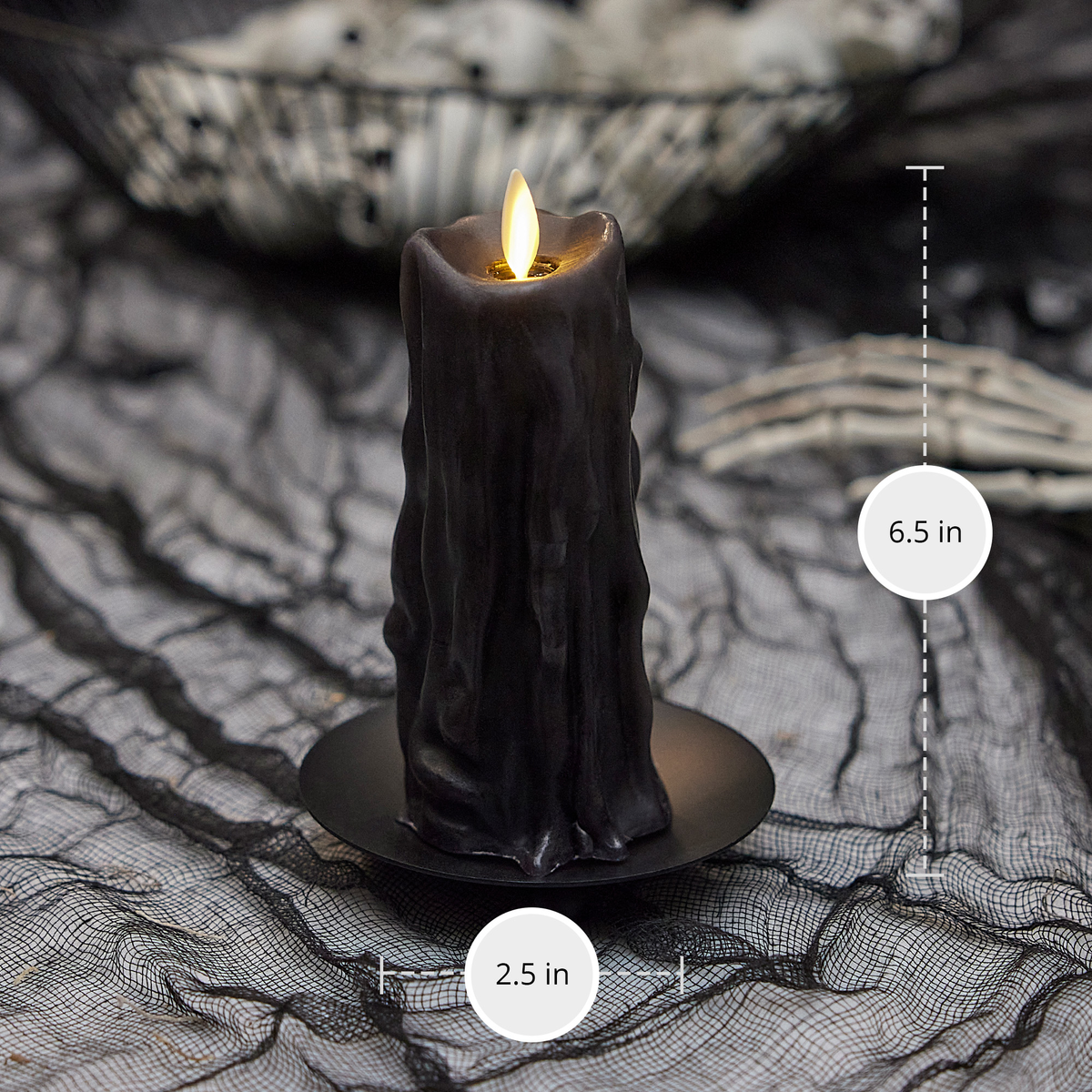 Flameless Candle, Black Heavy Wax Drip Slim Pillar for Bedrooms, Living Rooms and Everyday Candlelight Ambience, 2 Size Options image 12