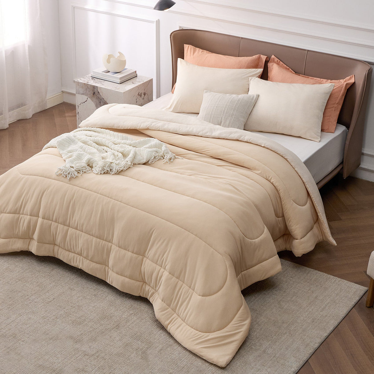 Bed Comforter, Reversible Warm and Cooling Set, Breathable Construction for Year-Round Bedroom Comfort and Restful Sleep image 12