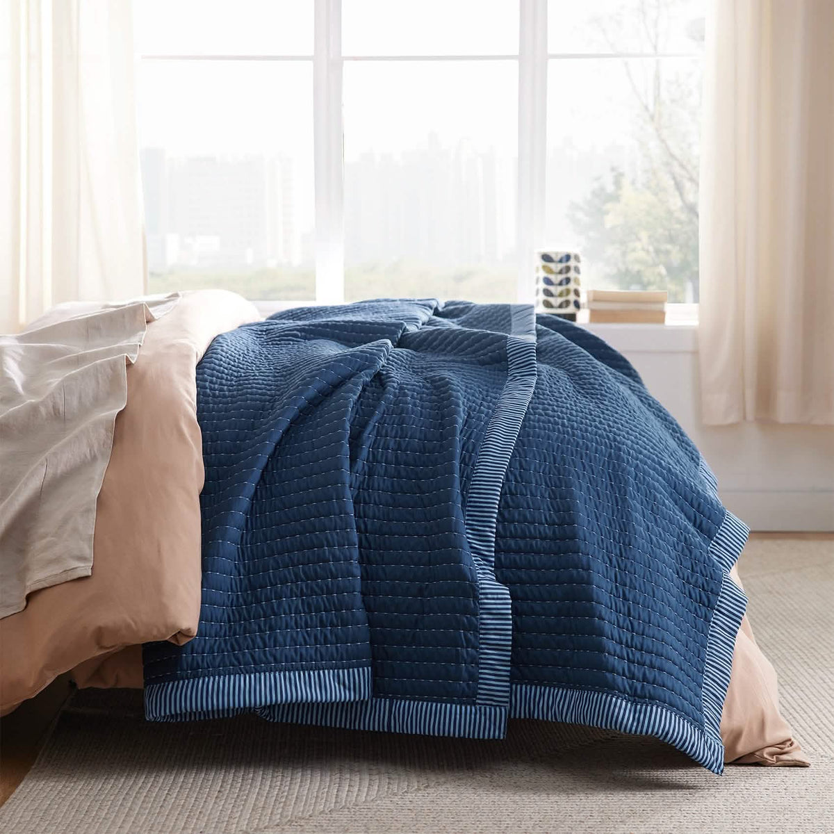 Cozy Throw Blanket, Corduroy Pattern Quilt Set, Breathable Construction for Living Rooms, Bedrooms and Everyday Lounging image 12