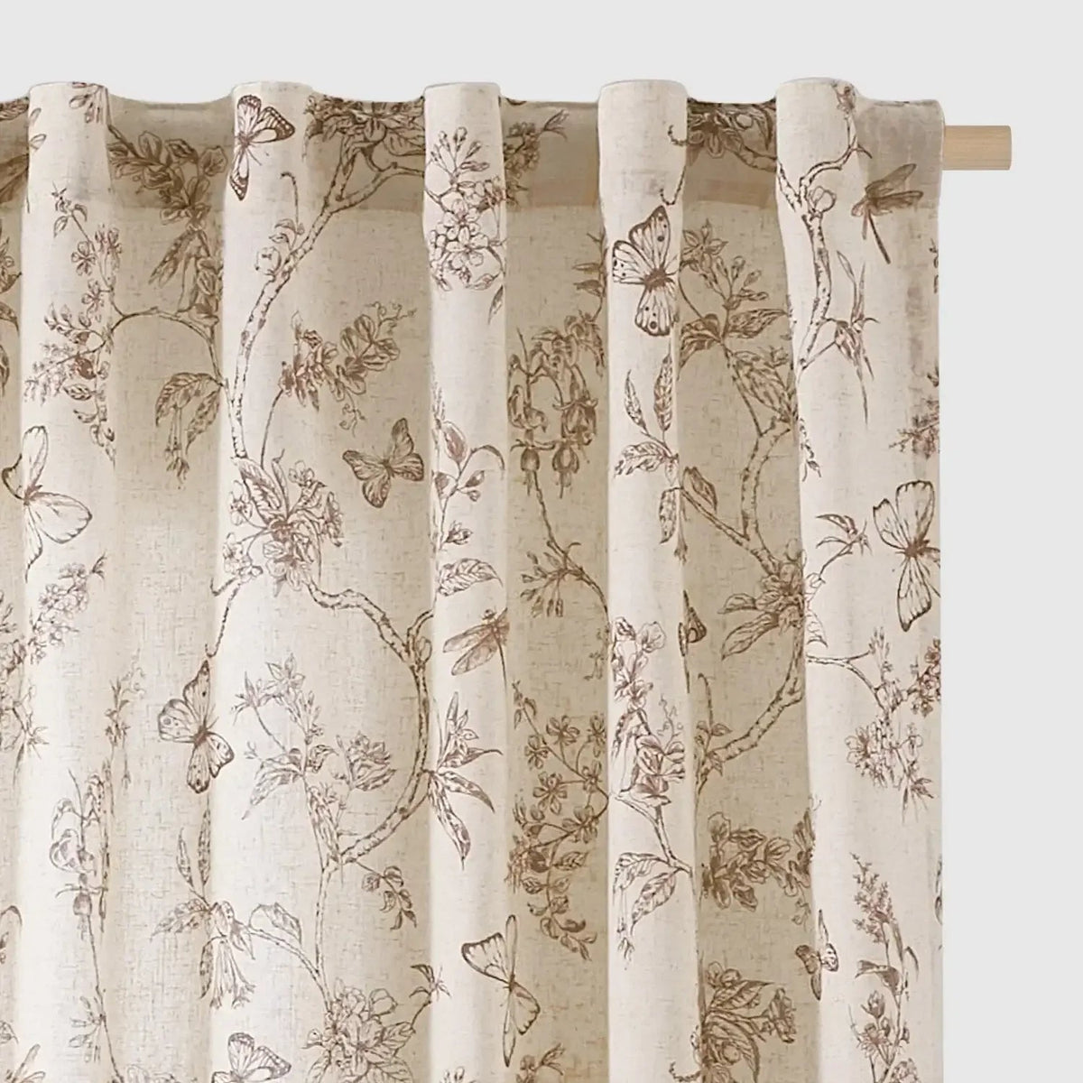 Window Curtain, Modern Toile Floral & Insect Linen Curtains (2, Lightweight Design for Windows, Room Styling and Everyday Privacy image 12