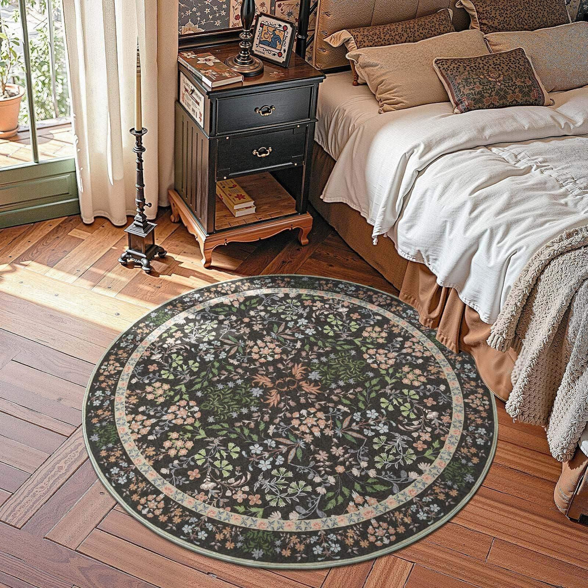 Area Rug, Vintage Foliage Floral, Lightweight Design, Non-Slip Design for Hallways, Dining Spaces and Home Decor, 19 Sizes and 4 Colors image 12