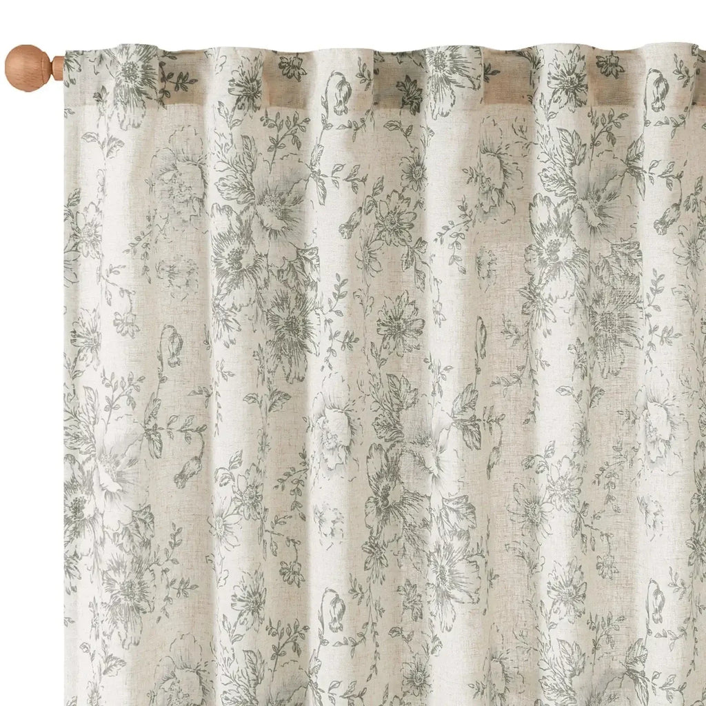 Window Curtain, Floral Lined Linen Blend Curtains (2 Panels), Machine-Washable Care for Windows, Room Styling and Everyday Privacy image 12
