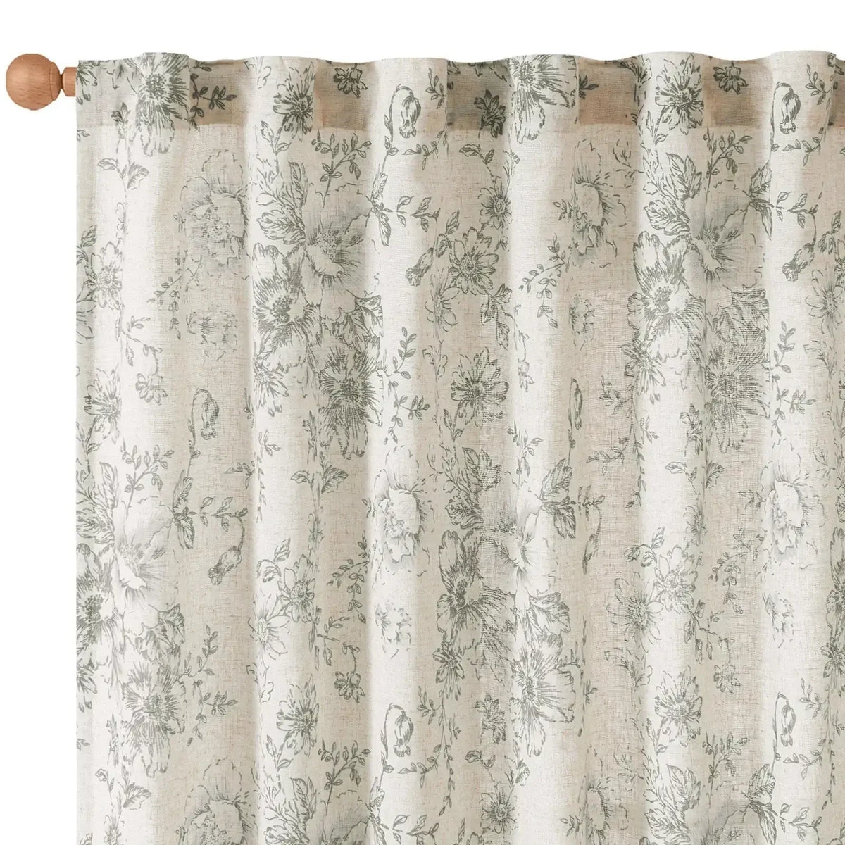 Window Curtain, Floral Lined Linen Blend Curtains (2 Panels), Machine-Washable Care for Windows, Room Styling and Everyday Privacy image 12