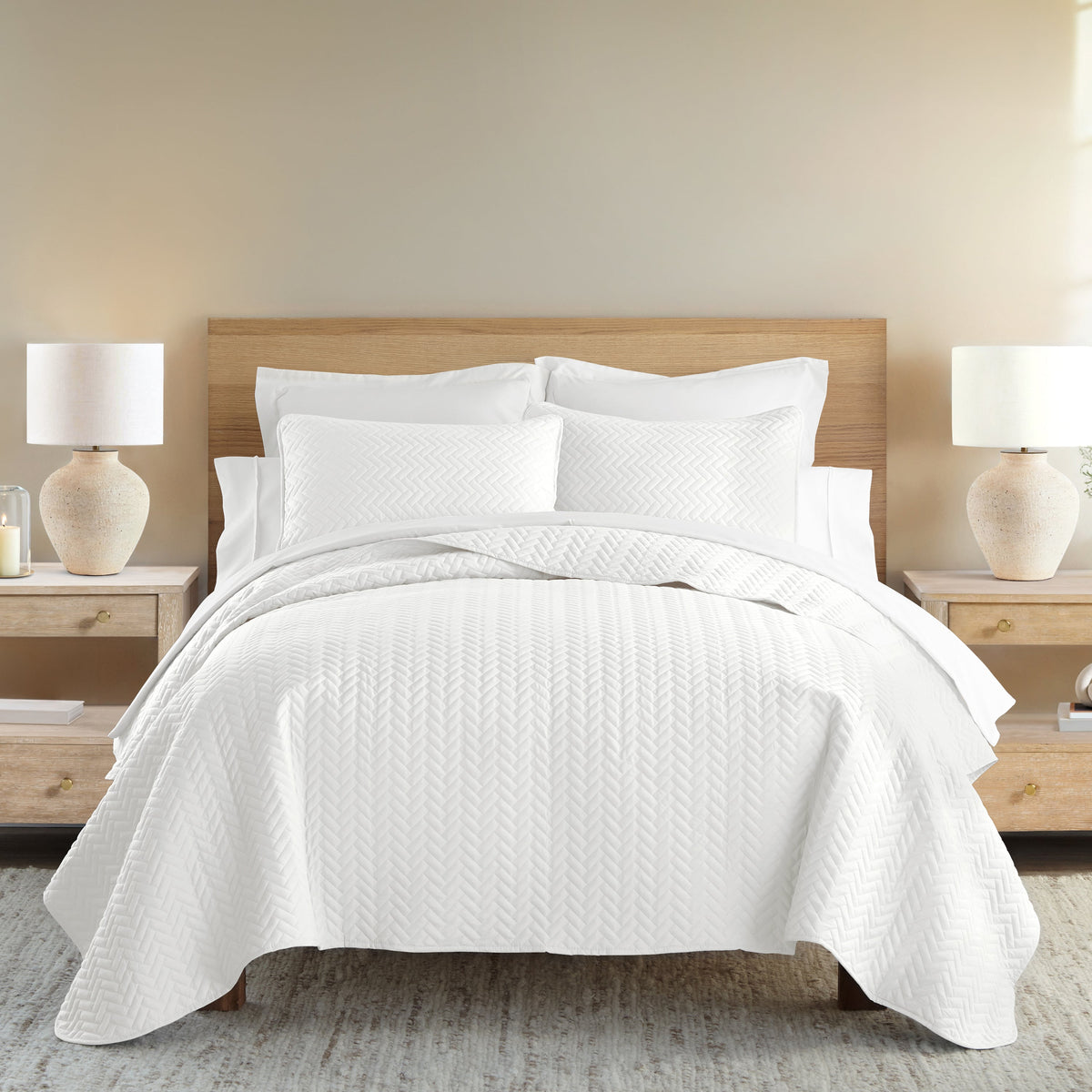 Quilted Coverlet Set, 3 Piece Herringbone for Guest Bedrooms, Layered Beds and Everyday Bedding, 3 Sizes and 6 Colors image 12
