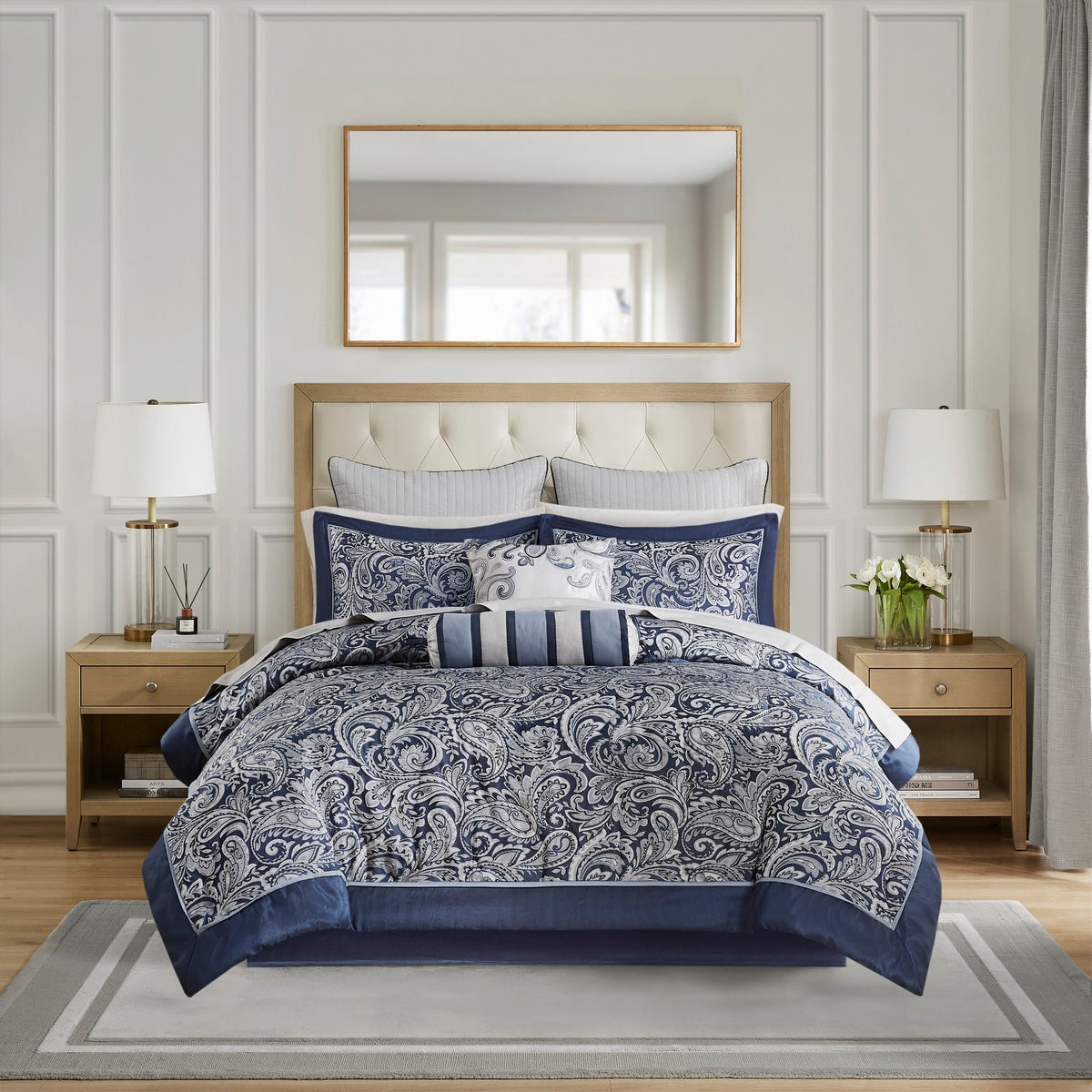 Bed Comforter, Aubrey 12 Piece Set with Cotton in a Bag for Year-Round Bedroom Comfort and Restful Sleep, 4 Sizes and 5 Colors image 12