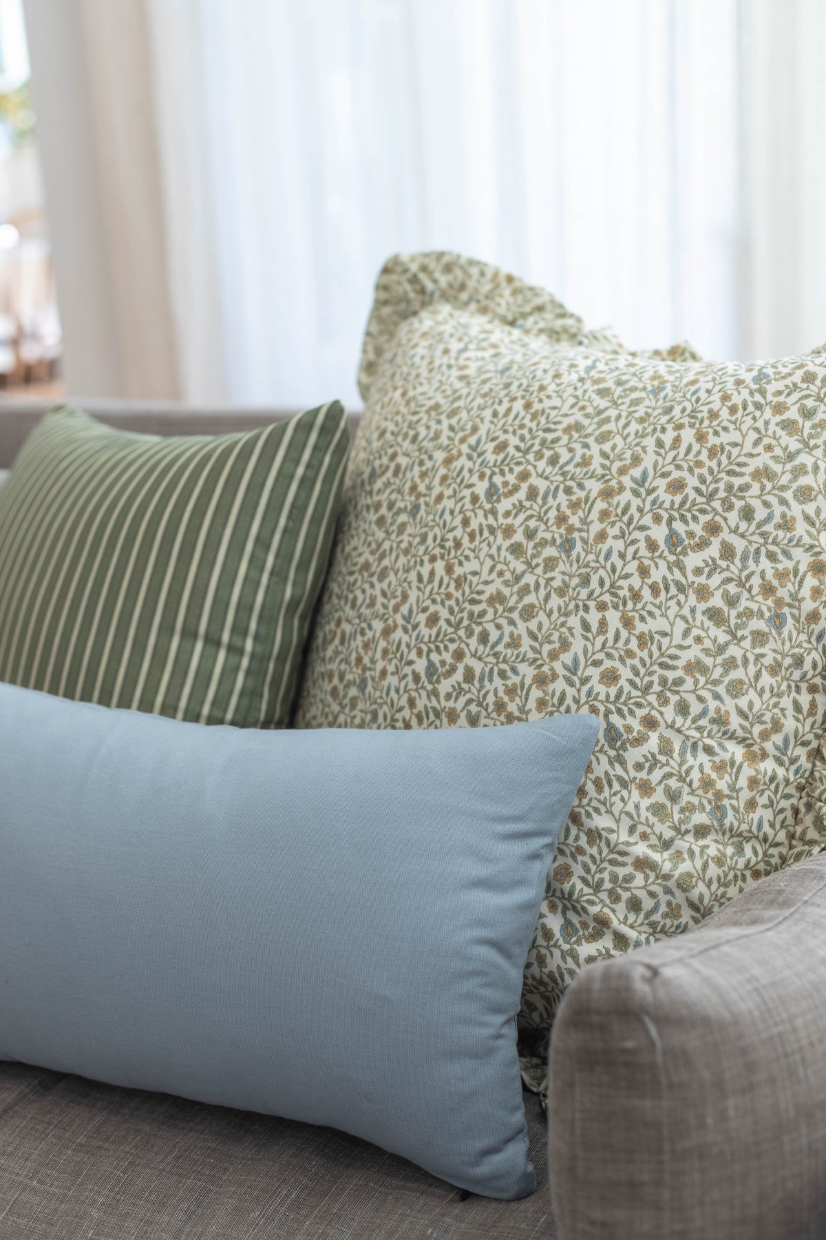 Decorative Pillow Cover, Meadow Ruffle 18" 22" 26" 12x20", Machine-Washable Care for Sofas, Beds and Living Room Accents, 5 Size Options image 12