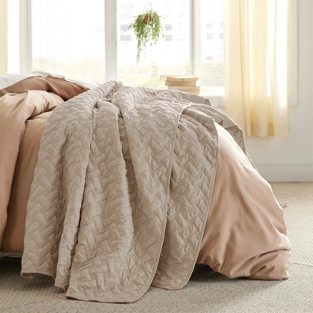 Cozy Throw Blanket, Basket weave Quilt Set, Lightweight Design for Living Rooms, Bedrooms and Everyday Lounging, 6 Sizes and 17 Colors image 12