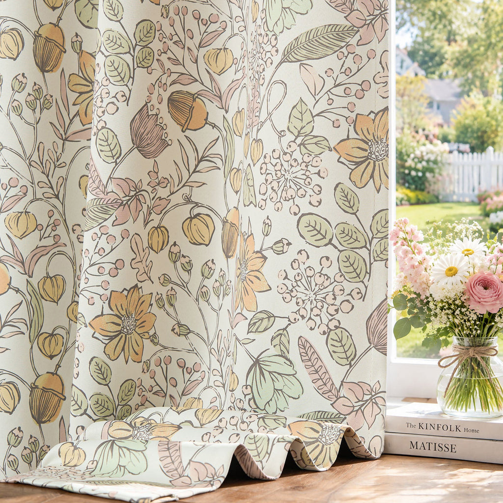 Window Curtain, Botanical Sketch Floral Curtains (2 Panels), Lightweight Design for Windows, Room Styling and Everyday Privacy image 13