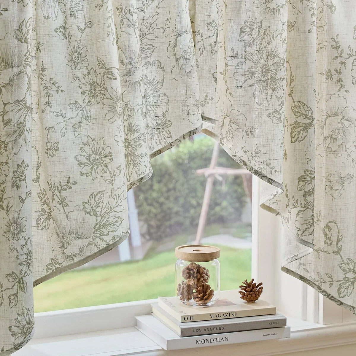 Window Curtain, Black Floral Swag Linen Kitchen Curtains (2 for Bedrooms, Living Rooms and Home Privacy, 3 Sizes and 3 Colors image 13