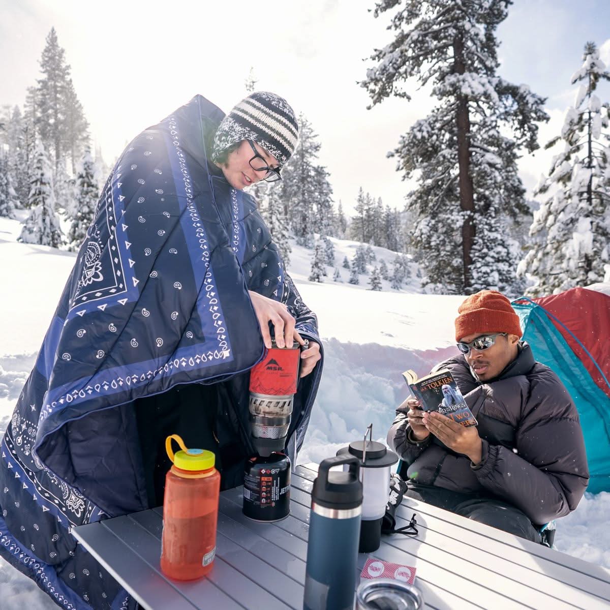 Puffy Blanket, Original Midnight Mesa Bandana, Weather-Resistant Shell for Outdoor Seating, Travel and Camping Comfort image 13