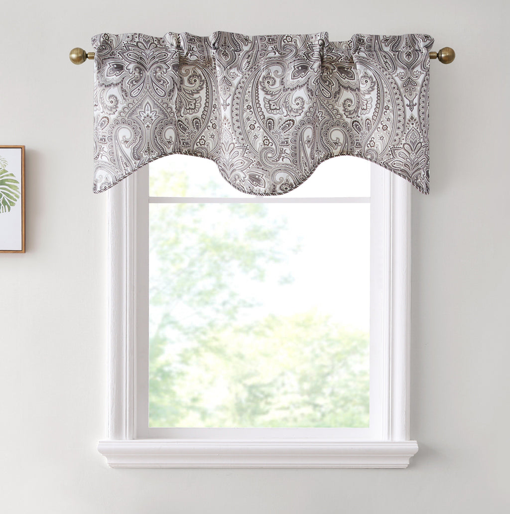 Window Curtain, Paris Paisley Floral Scalloped Valance 50 W x for Bedrooms, Living Rooms and Home Privacy, 7 Color Options image 13
