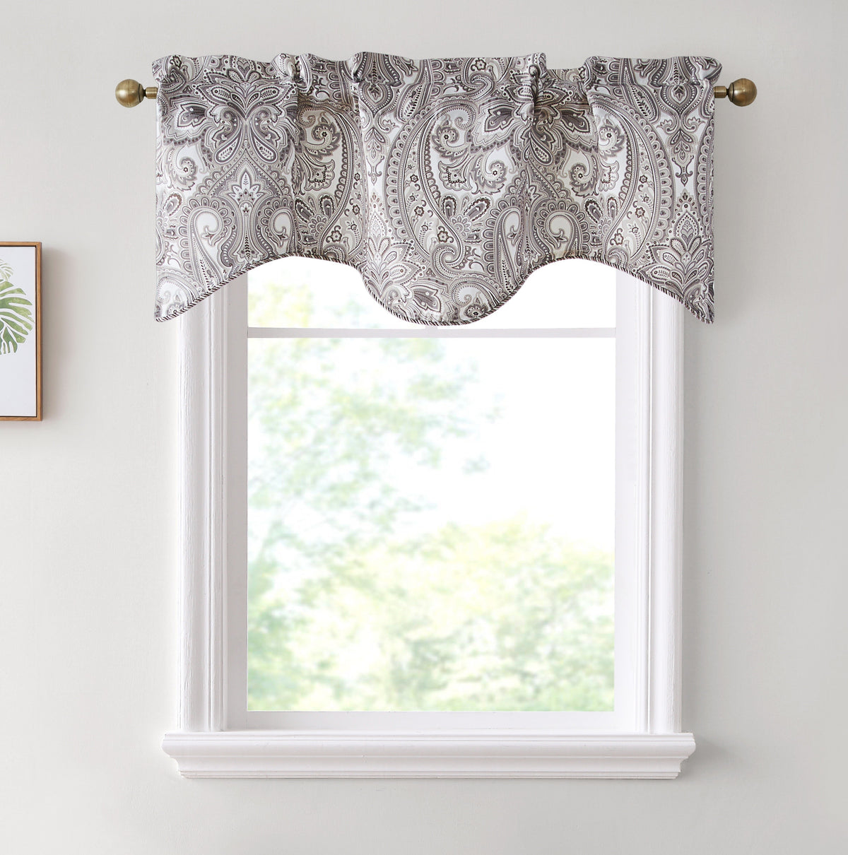 Window Curtain, Paris Paisley Floral Scalloped Valance 50 W x for Bedrooms, Living Rooms and Home Privacy, 7 Color Options image 13