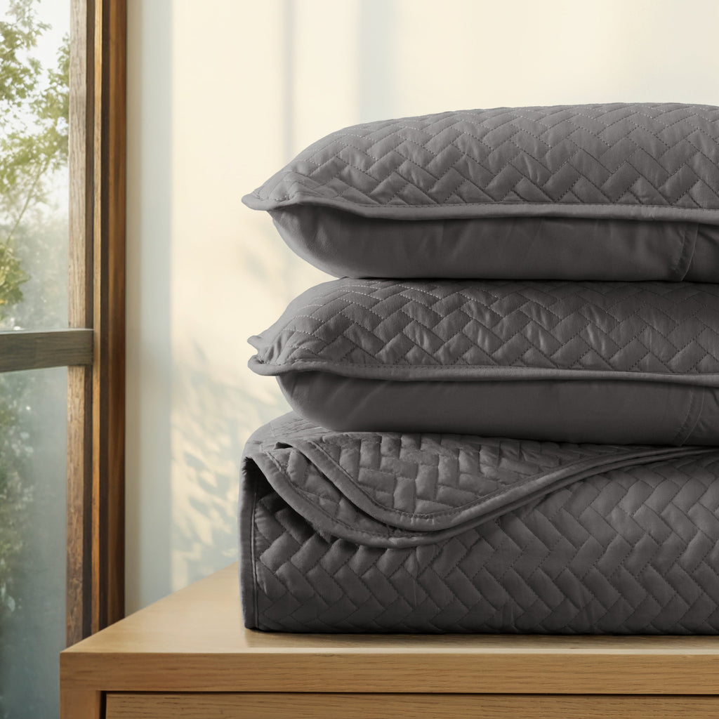 Quilted Coverlet Set, 3 Piece Herringbone for Guest Bedrooms, Layered Beds and Everyday Bedding, 3 Sizes and 6 Colors image 13