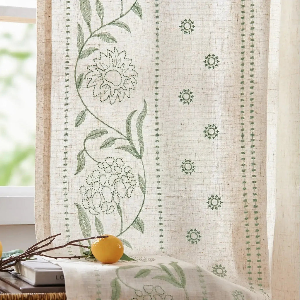 Window Curtain, Hydrangea Embroidered Linen Curtains (2 for Bedrooms, Living Rooms and Home Privacy, 6 Sizes and 6 Colors image 13