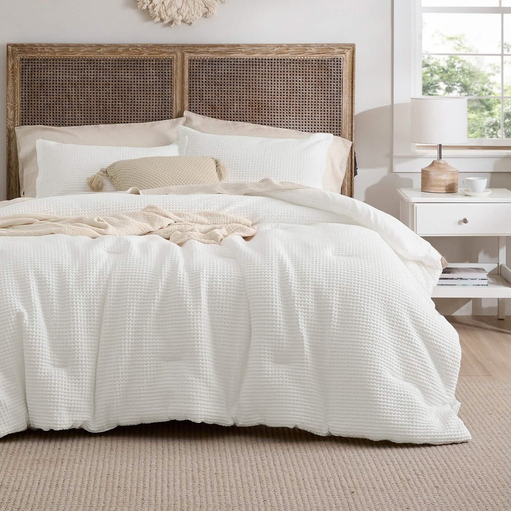 Bed Comforter, Cotton Waffle Weave Set, Breathable Construction for Everyday Bedding and Comfortable Sleep, 5 Sizes and 12 Colors image 13