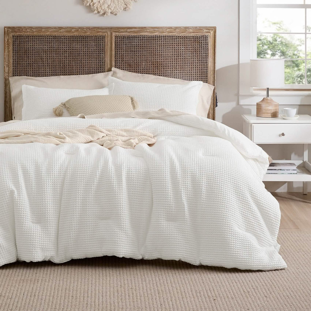 Bed Comforter, Cotton Waffle Weave Set, Breathable Construction for Everyday Bedding and Comfortable Sleep, 5 Sizes and 12 Colors image 13