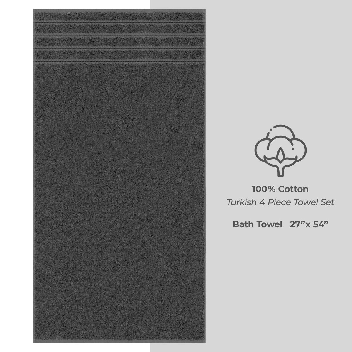 Bath Towel Set, 100% Cotton Turkish Towels for Bathroom, 4 for Home Bathrooms and Everyday Care, 21 Color Options image 13