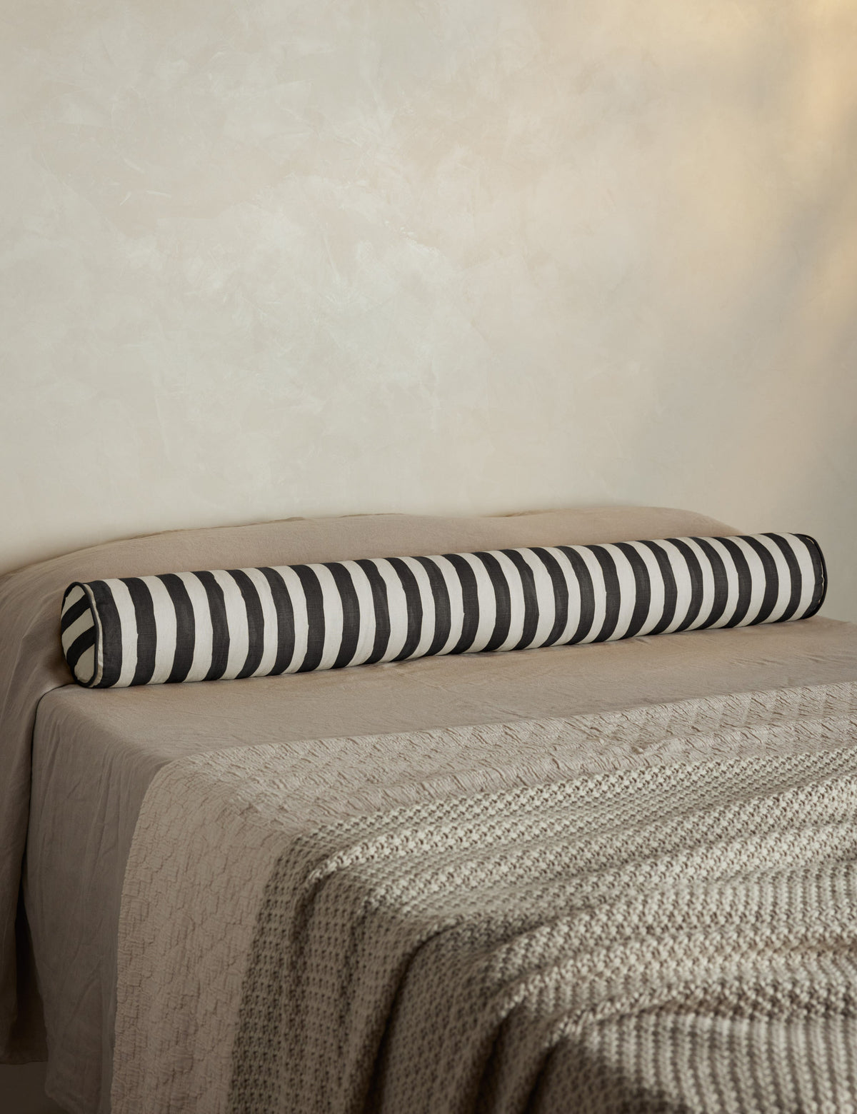 Bed Pillow, Painterly Stripe Linen Long Bolster for Everyday Sleep and Guest Room Bedding, 3 Color Options image 13
