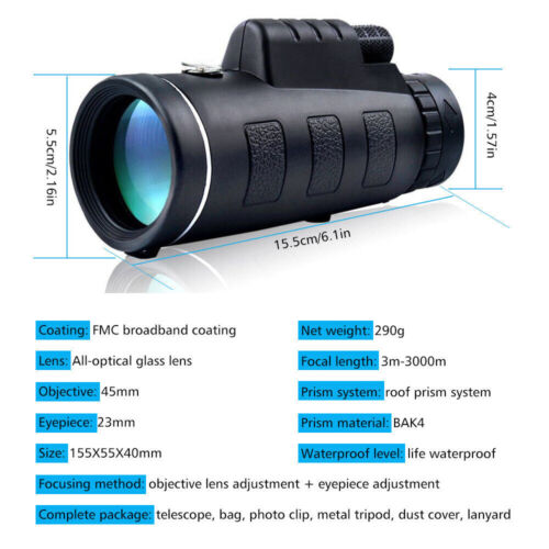 40x60 Zoom HD Monocular Telescope / Spotting Scope with BAK4 Prisms image 13