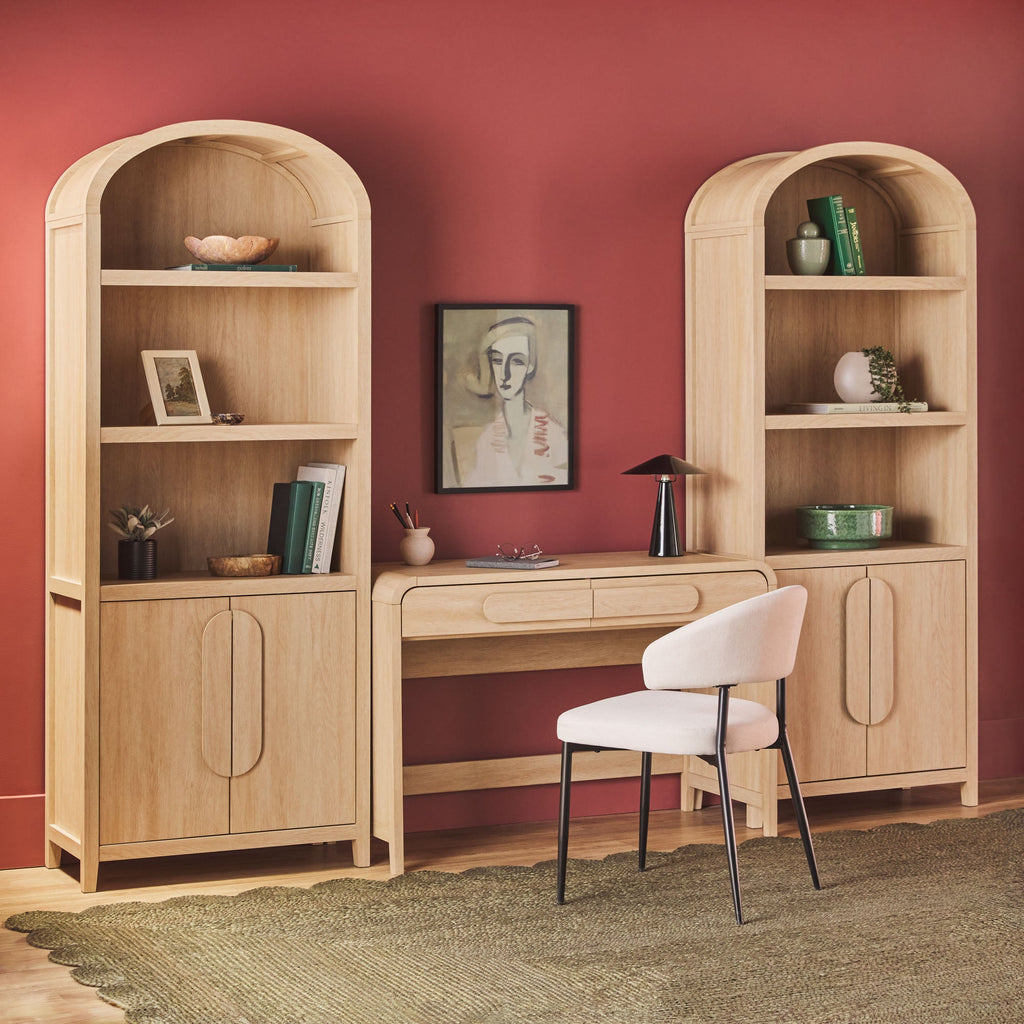 Writing Desk, Chantelle Modern Curved for Bedroom Workspaces, Home Offices and Daily Writing, 2 Color Options image 13