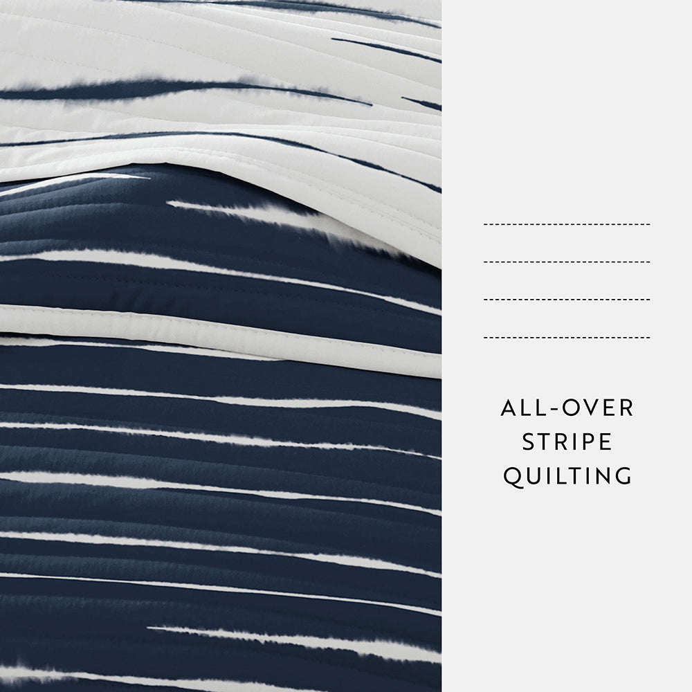 Quilted Coverlet Set, Horizon Lines Reversible for Guest Bedrooms, Layered Beds and Everyday Bedding, 3 Sizes and 2 Colors image 13