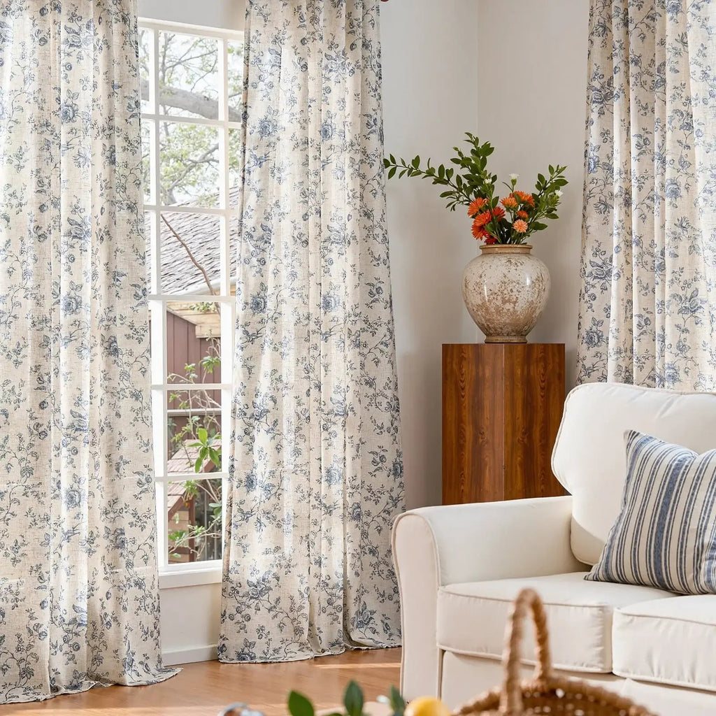 Window Curtain, Amelie Floral Linen Blend Curtains (2 Panels), Machine-Washable Care for Bedrooms, Living Rooms and Home Privacy image 13
