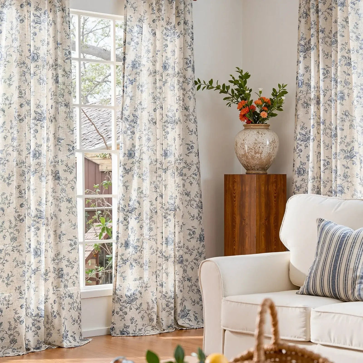 Window Curtain, Amelie Floral Linen Blend Curtains (2 Panels), Machine-Washable Care for Bedrooms, Living Rooms and Home Privacy image 13