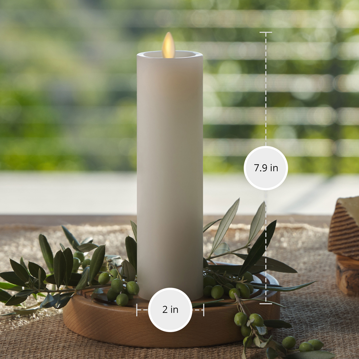 Flameless Candle, White Slim Pillar Recessed Top for Mantels, Entryways and Holiday Displays, 3 Size Options image 13