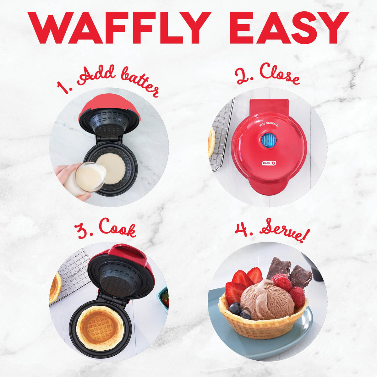 Dinnerware, Mini Waffle Bowl Maker, Non-Slip Design for Family Dining, Serving and Entertaining, 3 Color Options image 13